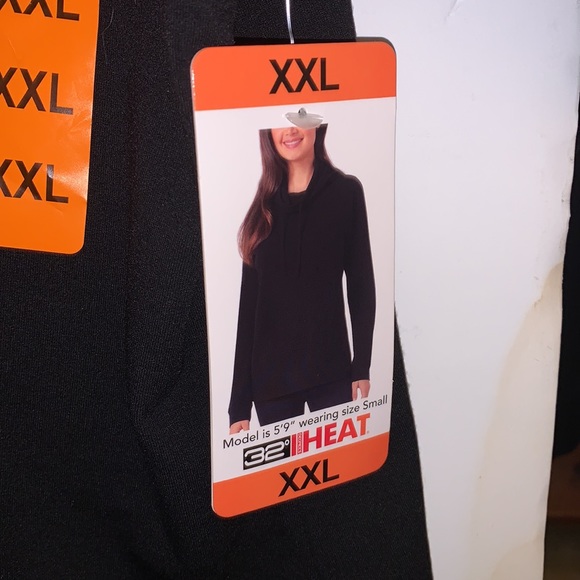 32•HEAT SWEATER WITH STRINGED COWL NECK. WONENS SIZE XXL. BLACK - Picture 2 of 6